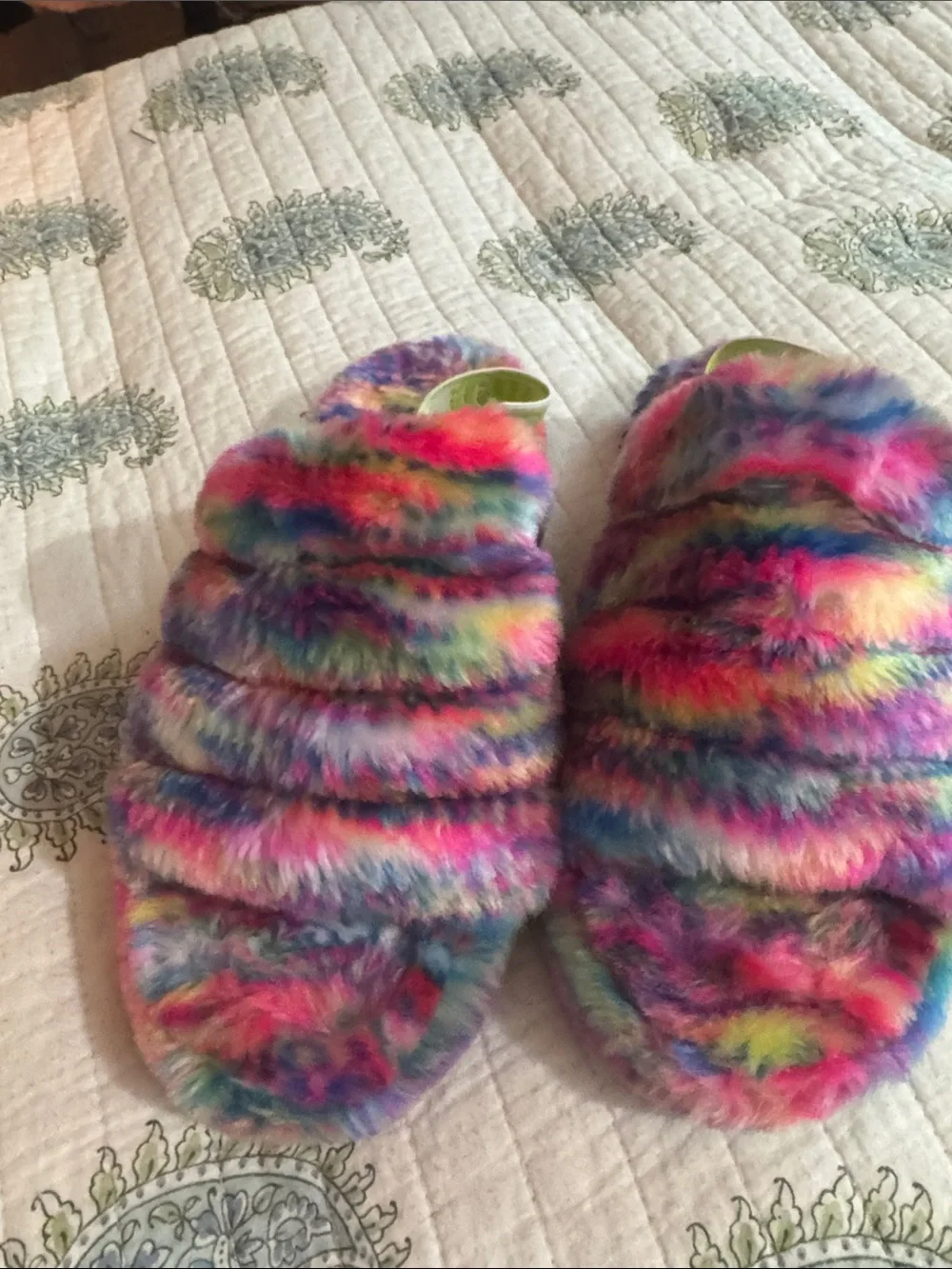 UGG Rainbow Fuzzy Kids Slippers in Bright Multicolor